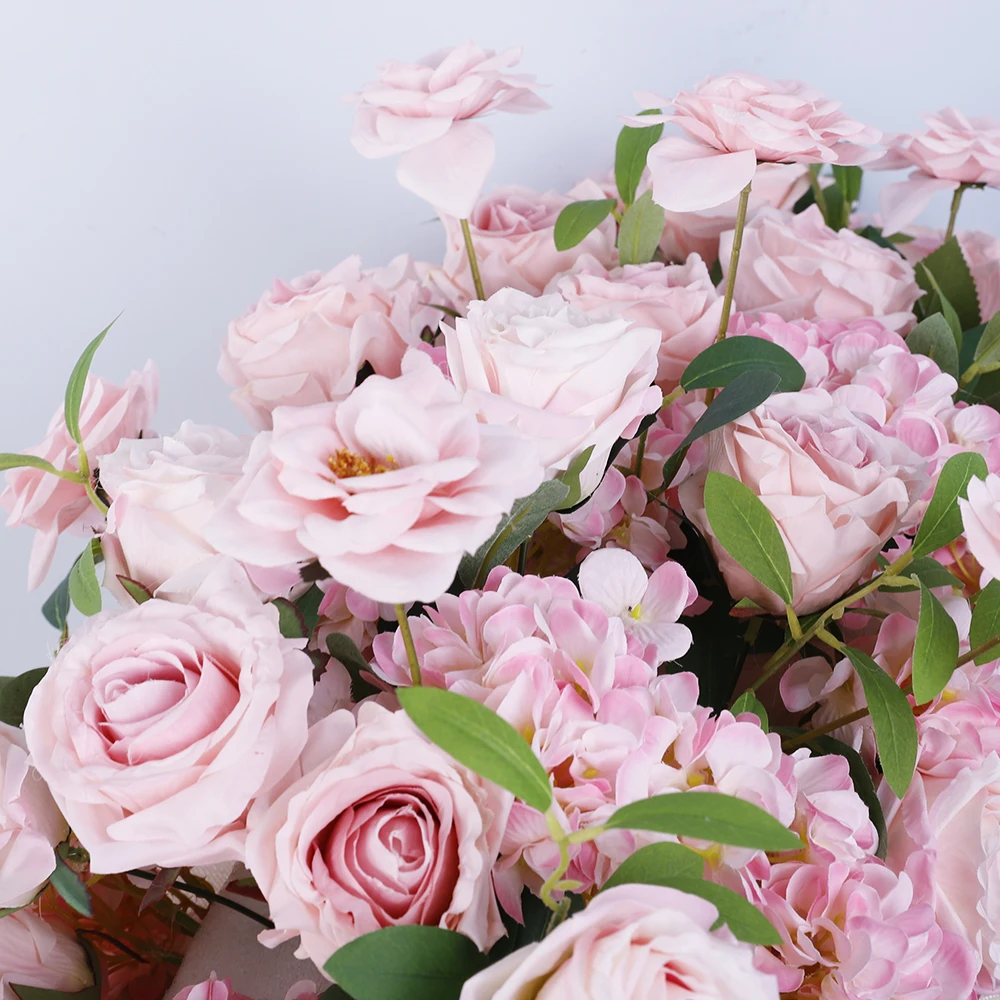 Customizable Pink rose table runner artificial flowers for wedding decoration bridal background wedding flowers