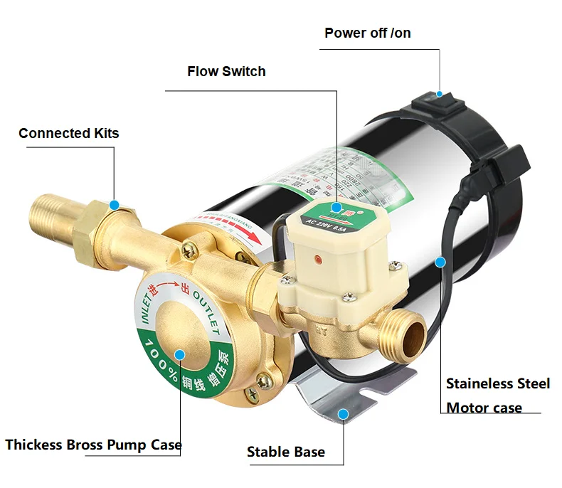 Qiwo pompa air pendorong  domestic electric surface pump household full automatic stainless steel Micro-pipeline booster pump