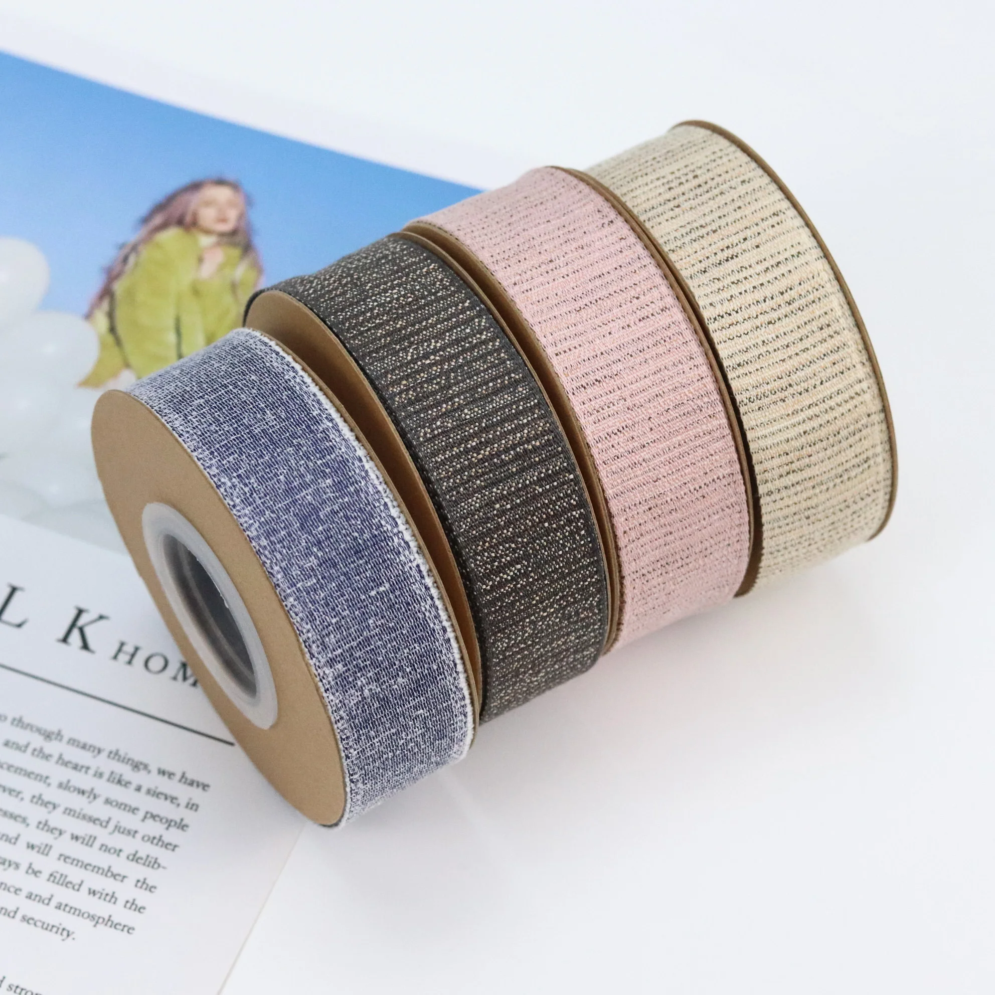 Custom 19mm Double Side Natural Cotton Woven Threads Ribbon Roll Personalized Niche Design for Gift Wrapping Double Face Style