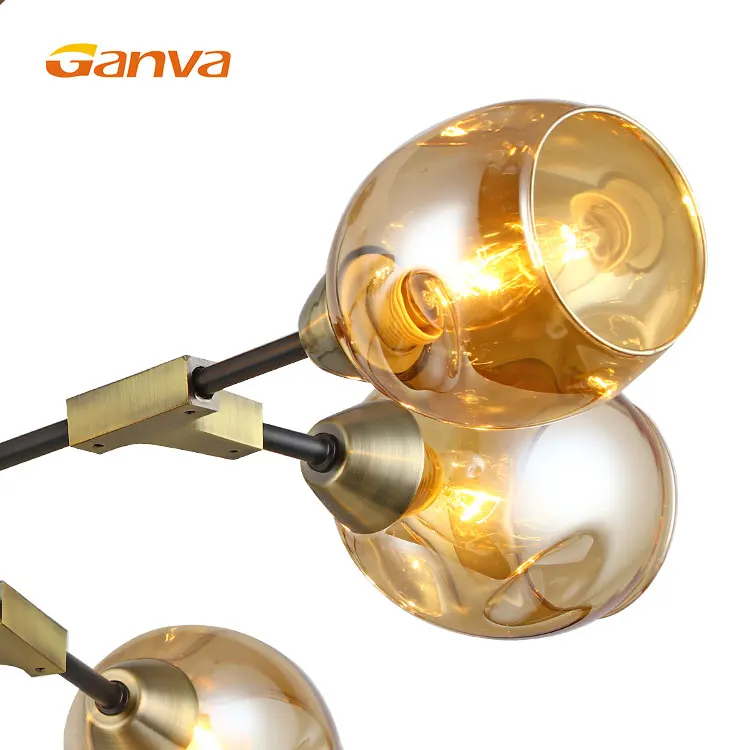  Ganva Modern Luxury Bedroom Hotel Decorative Golden Ball Glass Chandelier Pendant