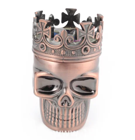 Wholesale manufacturer china metal three-layer tobacco grinder Crown ghost head shape bronze tobacco grinders herb grinder