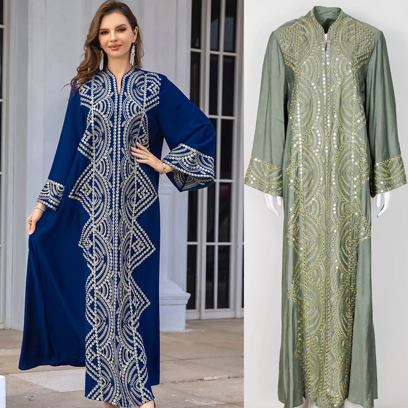 Fashion African Evening Long Party Dress With Sleeves Dubai Turkish Middle East Dresses Party Evening Wedding Robe Femme