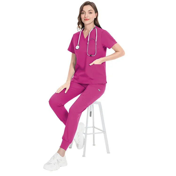 stretch unisex oem logo custom top jogger pant nurse doctor beauty hospital surgical medical workwear uniform scrub scrubs set