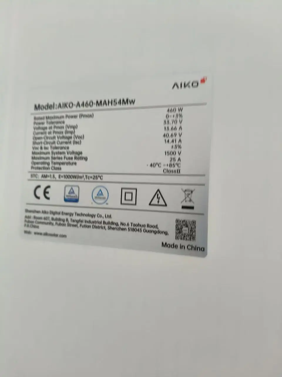 Новое поступление Aiko Solar ABCCells Neostar2S Aiko-A-Mah54Mb 440 Вт 460 470 полностью черные двойные стеклянные фотоэлектрические панели ЕС склад