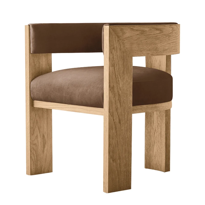RH American solid wood dining chair Oak retro leisure single chair soft bag stool hall meeting guest chair customization