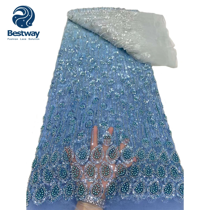 Bestway Beads Embroidery Luxury Austria Bridal Dress with Sequins Tulle Lace Fabric