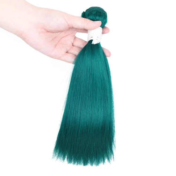 100% человеческие волосы в пучках, оптовая продажа с завода, высококачественные темно-зеленые натуральные волосы в пучках, человеческие волосы