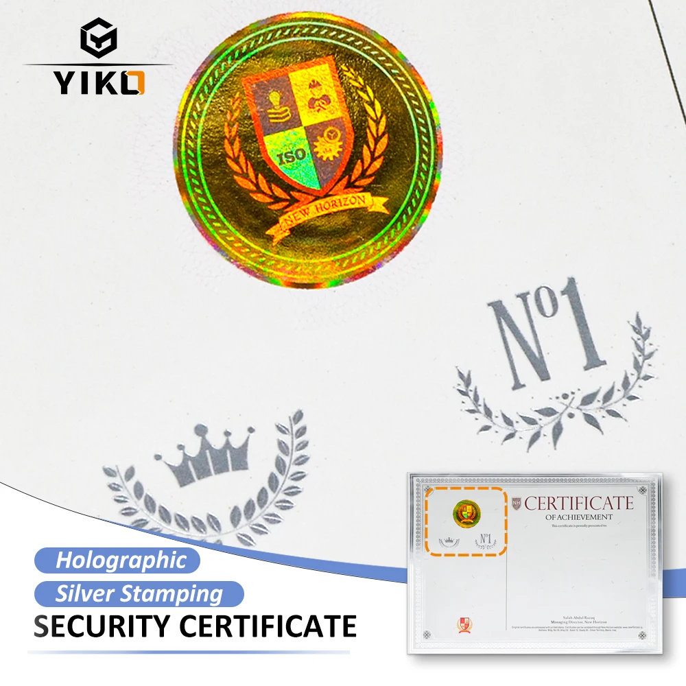 Custom Security Certificat A4 University Diploma Paper Printing Certificat With Holographic Seal and Silver Foil Stamping