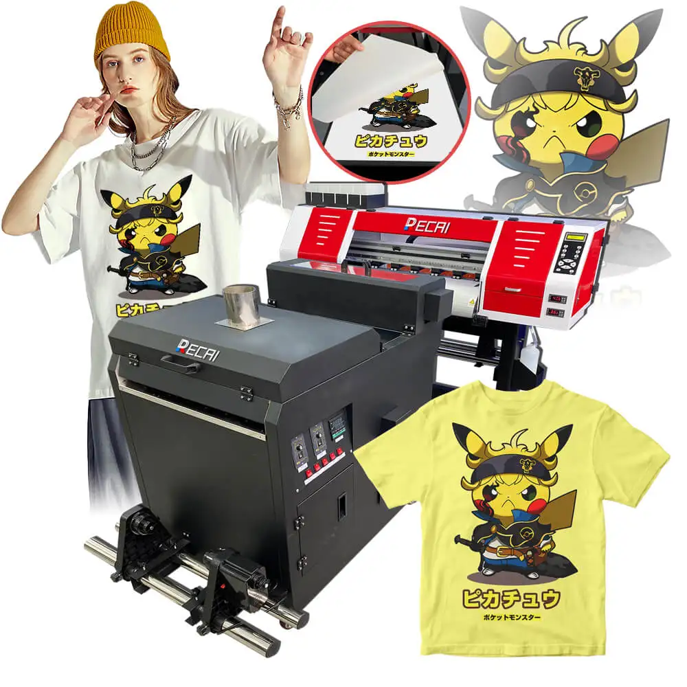 RECAI 2021 New Digital DTF Printer T-Shirt Printing Machine with Shaking Powder Machine DX6 Print Heads Heat PET Film