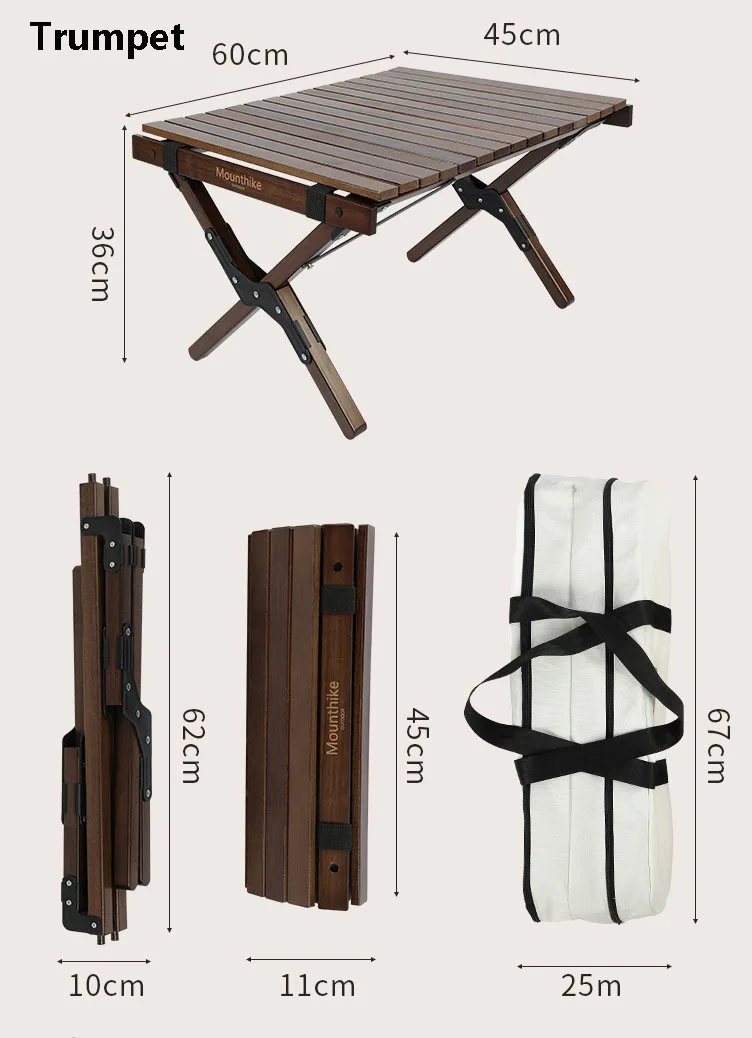 
2021Factory custom black walnut wood outdoor chair camping folding portable table 