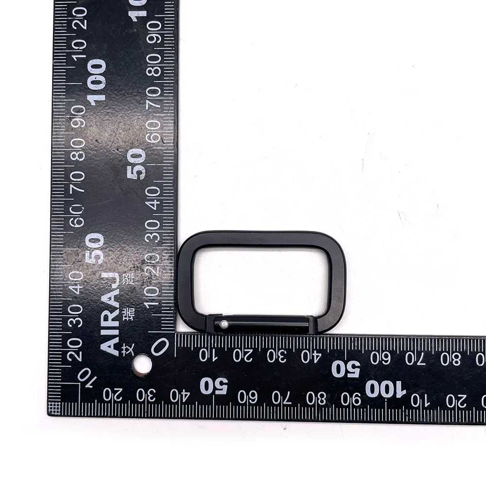 BT-A19 2 Inch Carabiner Black Sliver Rectangle Square Shaped Small Unique Aluminum Hooks Rectangular Carabiner Snap Hook Keychai