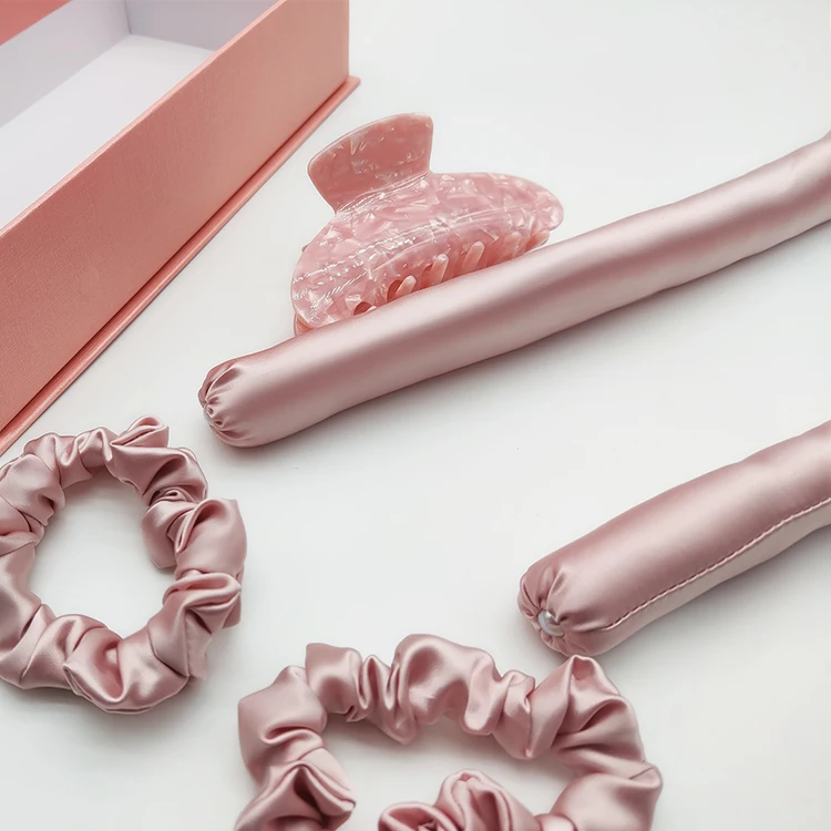 custom logo 100% mulberry silk heatless hair curler curling rod headband no heat silk hair roller for long hair