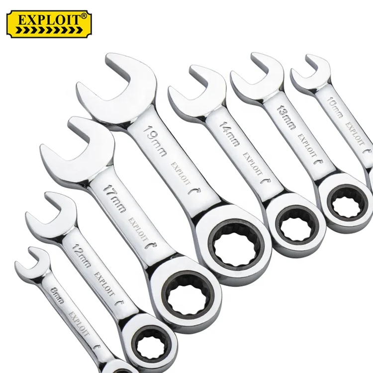 Heavy Duty Auto Car Repair Multi Hand Open End Ring Ratcheting Tool Portable Universal 10mm Ratchet Spanner Wrench Set