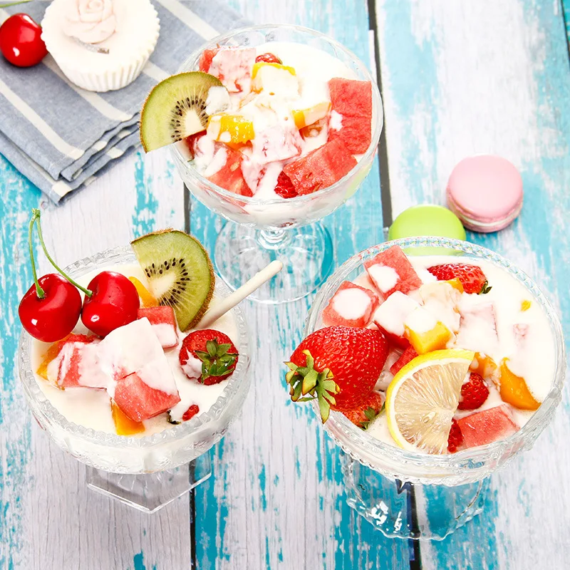 BST Europe creative juice salad bowls clear embossed glass ice cream goblet cups dessert cups glasses