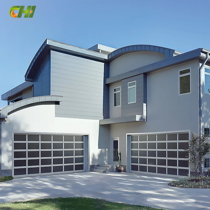 CHI Automatic Aluminum Glass Panel Garage Door USA Full View 16X8 Sectional Overhead Garage Doors