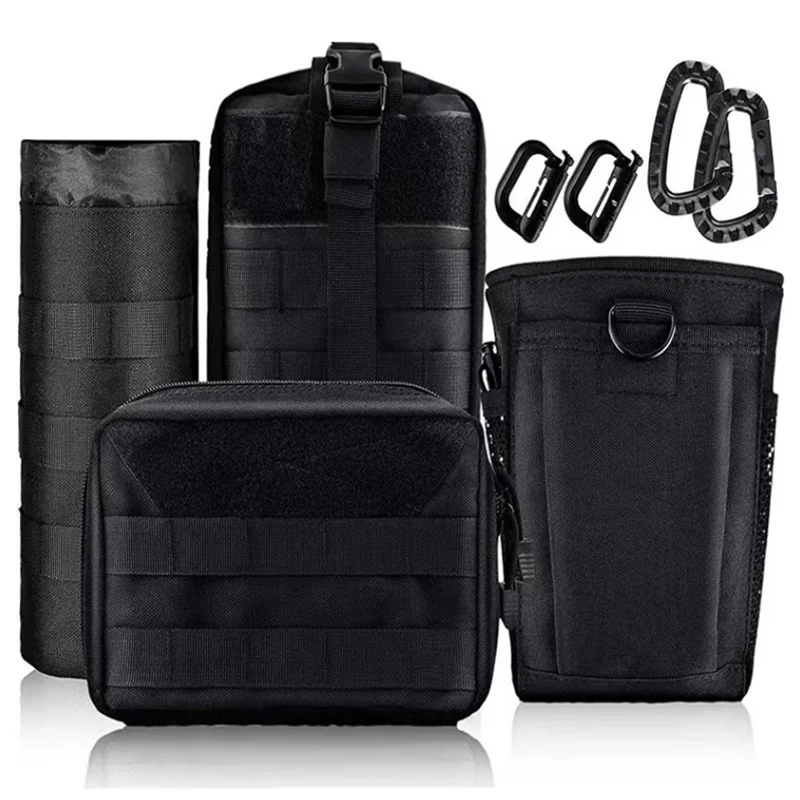 Tactical Molle Vehicle Panel Outdoor Self-driving Hunting Car Seat Cover Backseat Organizer with 4 Detachable Molle Pouch