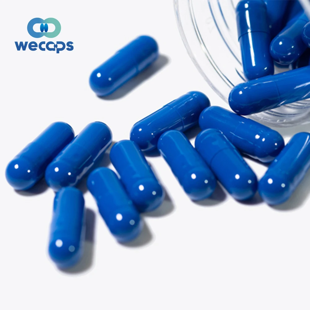 Производители Wecaps Синие Пустые желатиновые капсулы Твердые пустые капсулы таблетки Синие Пустые капсулы