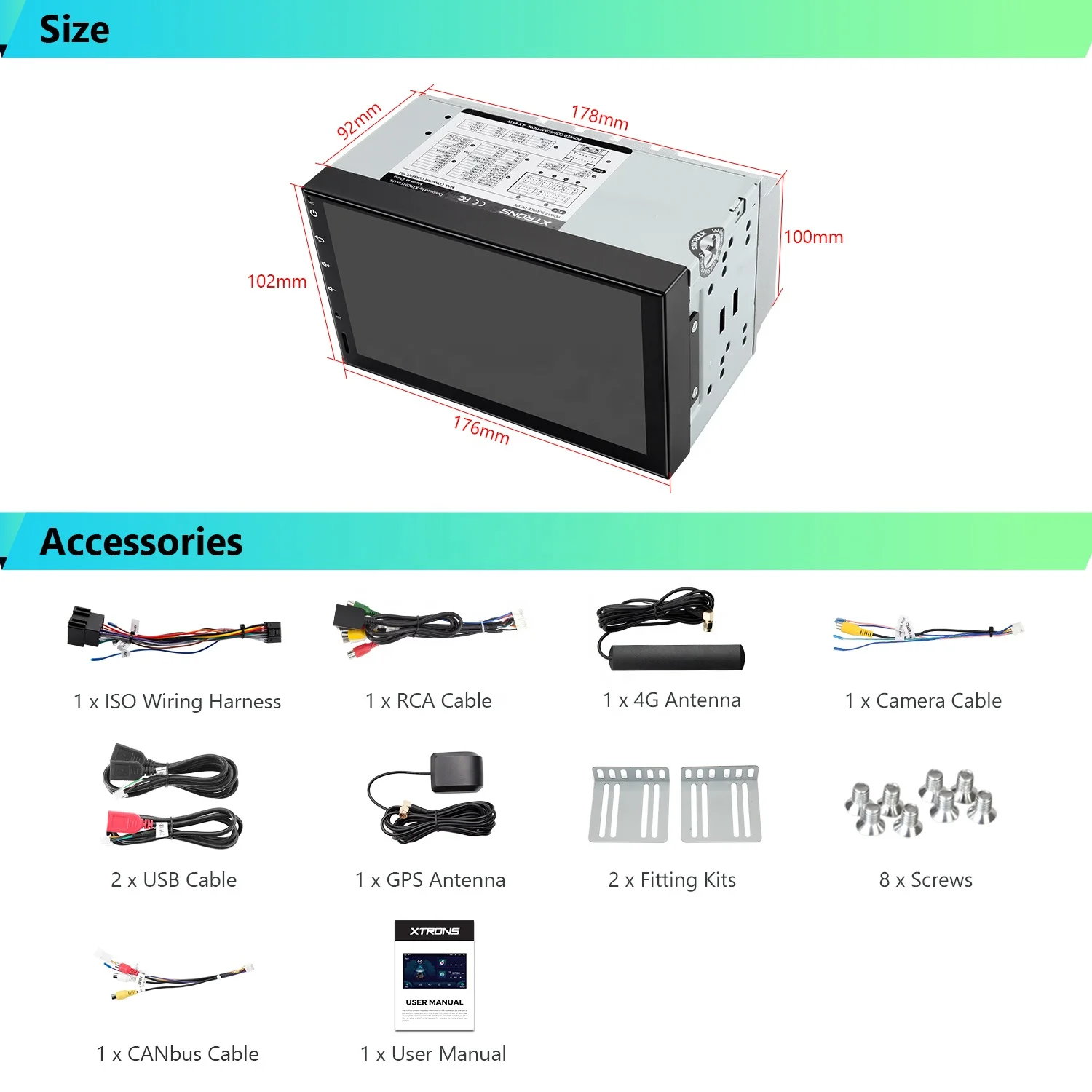 XTRONS 7 Inch 2 Din Android 13 Universal Car Video Radio Player with 4G LTE Wireless Car Play Android Auto