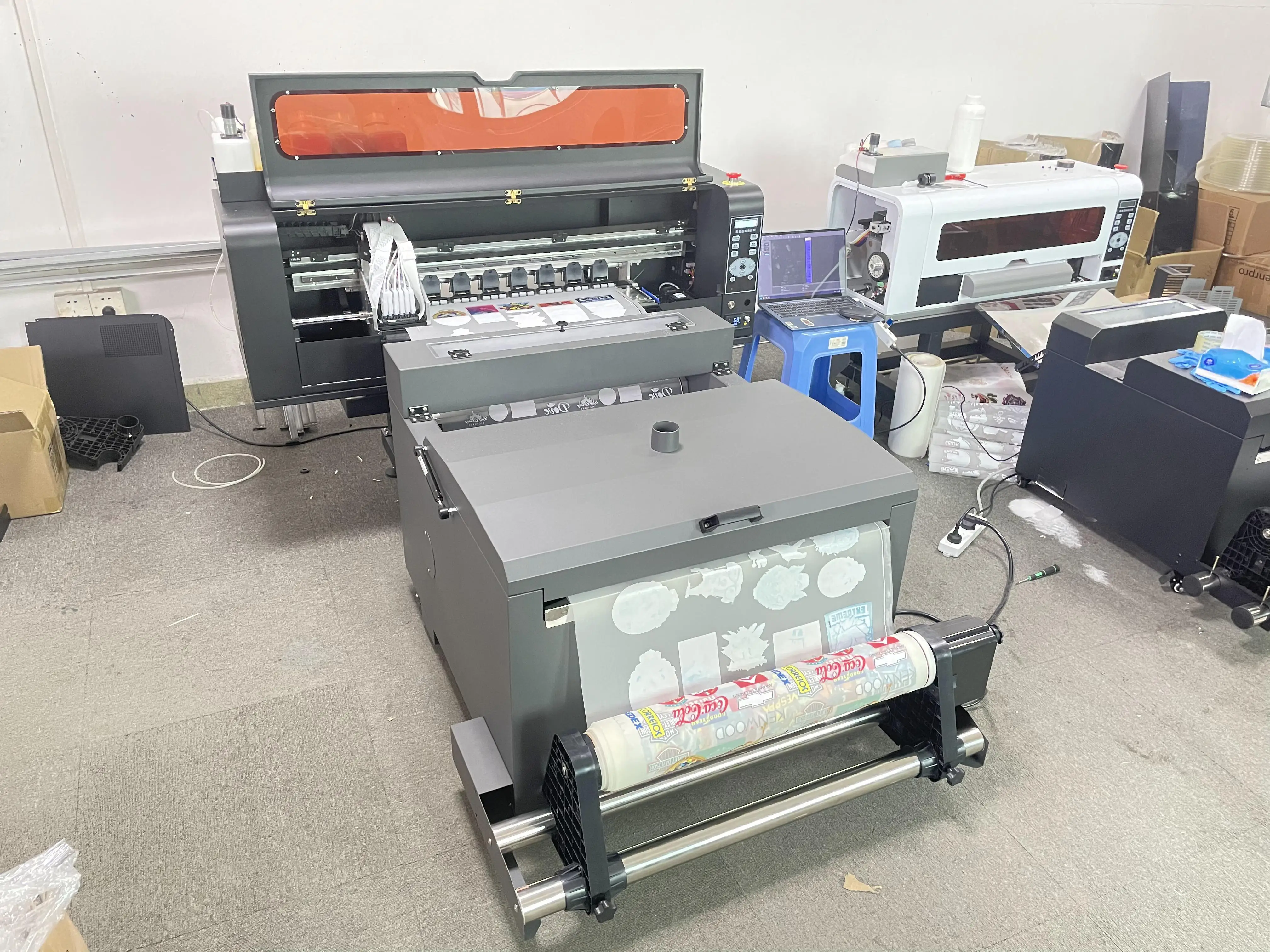 DTF printer dual XP600 head with feeding system ICC color management print CMYK+W 5 colors 60cm printing machine