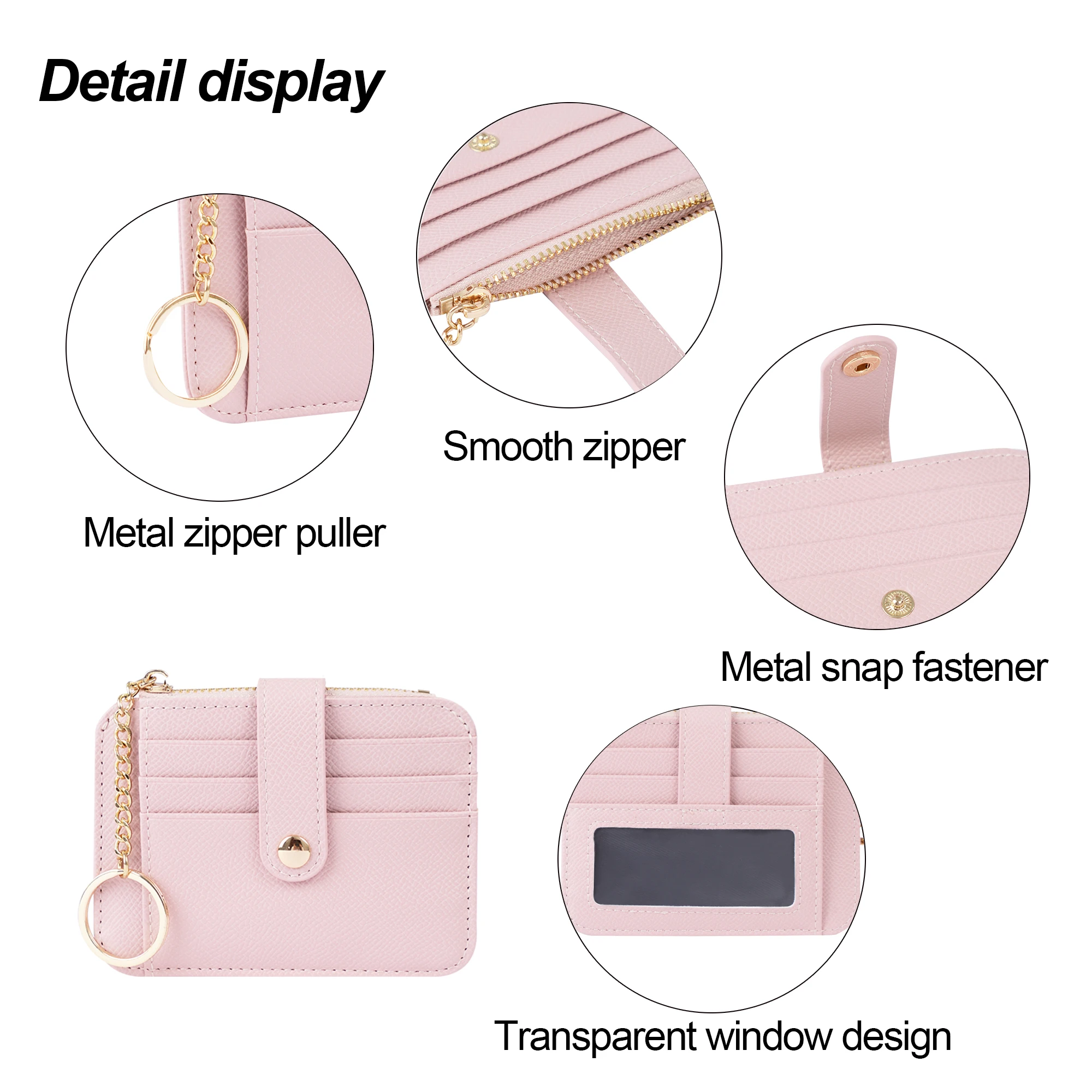 PU Leather Coin Purse Change Mini Purse Wallet With Key Chain Ring Zipper for Men Women Fashionable Bag Key Chain