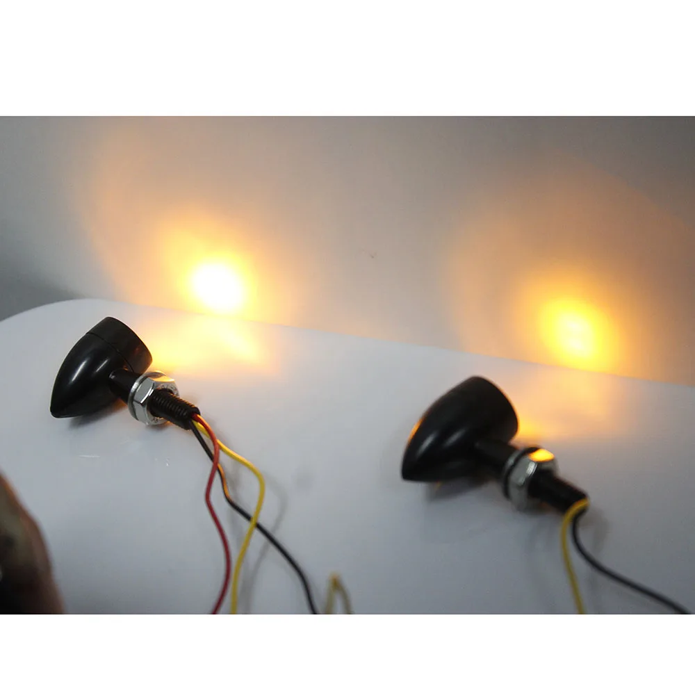 High Power Bright 3 Wires Halogen Black Mini Bullet Rear Mini Turn Signals LED Lamp Brake Mini Turn Signals LED for Motorcycle