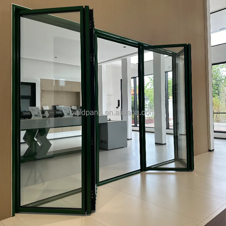 Supplier New Product Thermal Insulation Aluminium Glass Door Interior House Corner Glass Folding Door Aluminium Bifold Accordion