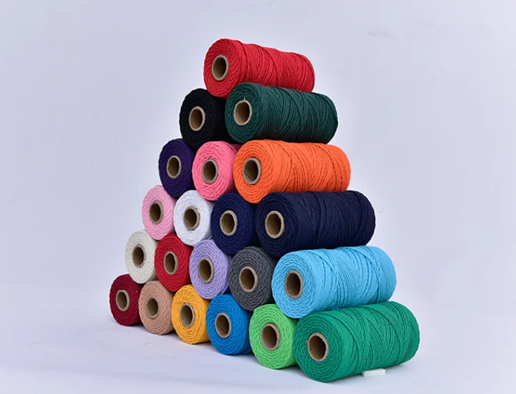Ready to ship Home Decor 4MM 100m roll colored cotton rope macrame cord  cheap price