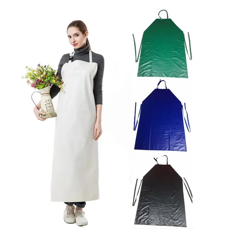 Custom Apron Thicken Vinyl PVC Leather Apron Waterproof Oil Resistence Kitchen Garden Butcher Wearable Adjustable Apron