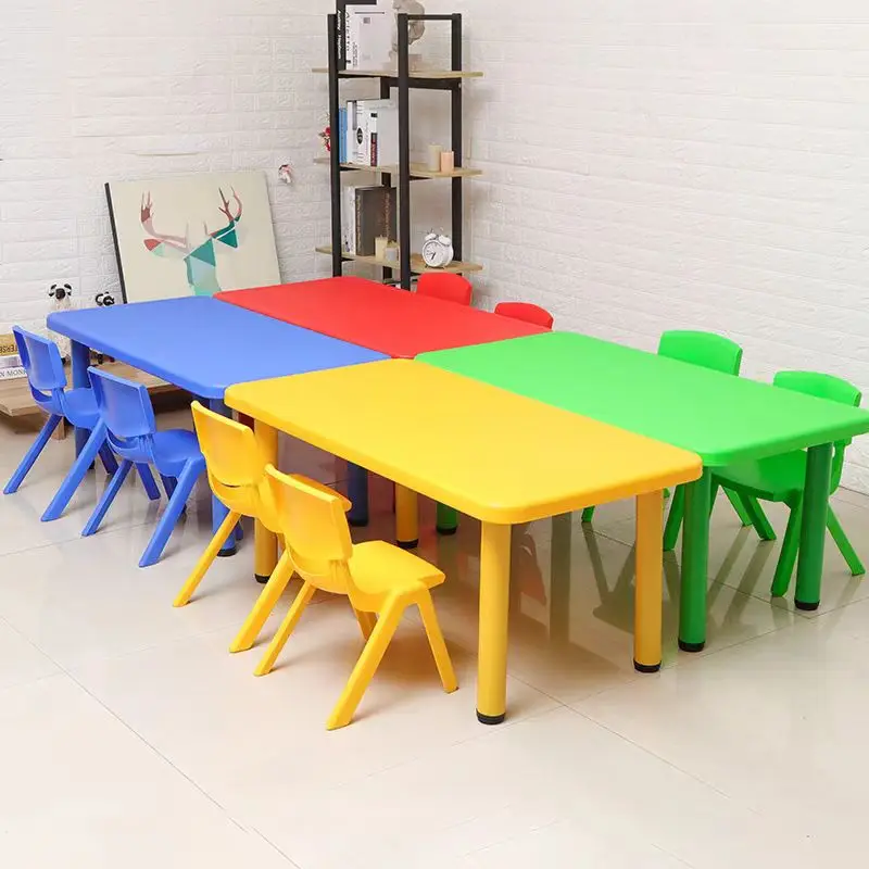 Rectangular Plastic Classroom Furniture Kindergarten Kids Desk and Chair Set for Sale School Sets