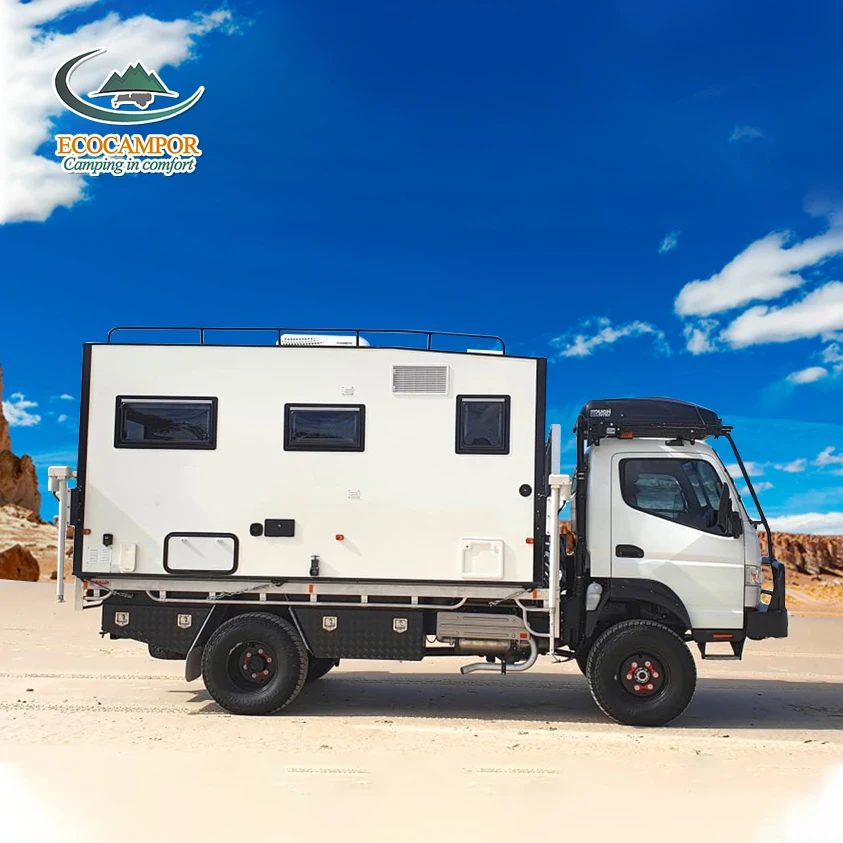 Expedition 4x4 Caravan Off-Road Long Bed Camper Truck camper with Slide Out Mini kitchen bathroom  Overland Customized Camper RV