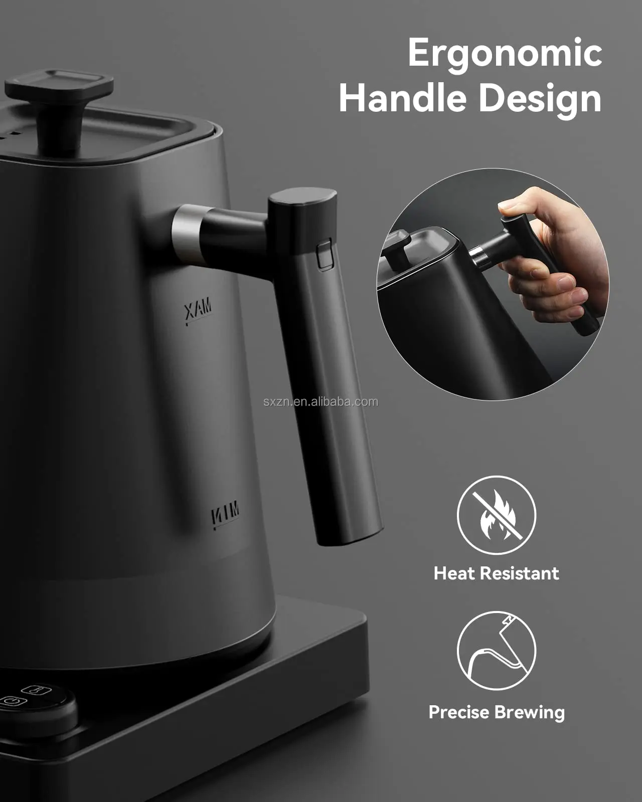 Stainless Steel Electric Variable Temperature Setting Gooseneck Kettle for Pour Over Coffee