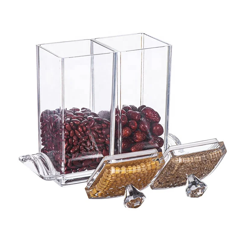 
5832LS2 1800ML 2Pcs:Hot Selling Food Grade Acrylic Tank Cereals Storage Jars Sealing Food Preservation Plastic Bottles 