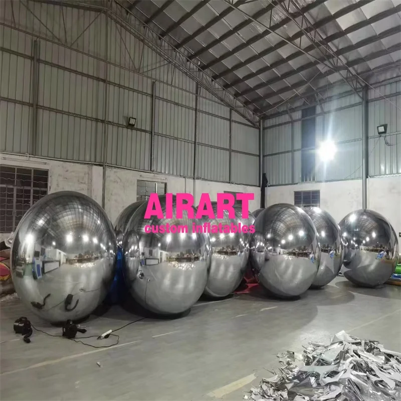 Night club part props inflatable silver mirror ball,bespoke size inflatable mirror ball ornaments