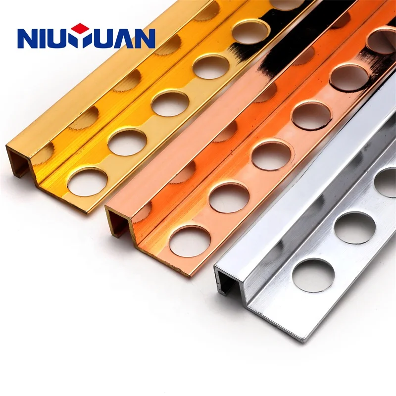 NIUYUAN Customized Profiles Decorative Tile Edge Polished Chrome Solid Brass Tile Trim