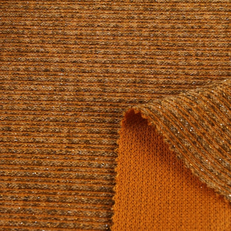 Custom color textiles poly rayon  spandex rib stretch polyester tejidos con lurex knit tessuti fabric and textiles for clothing