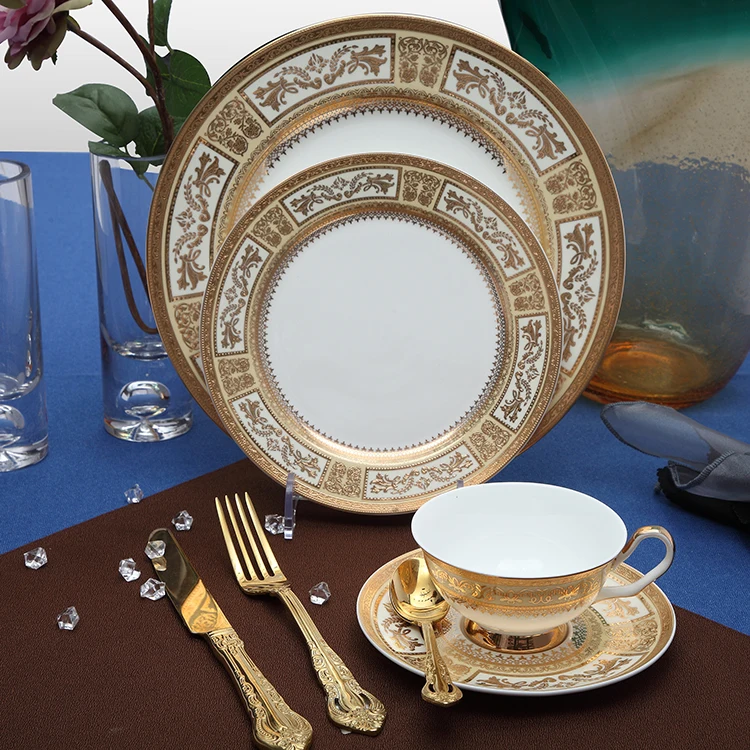 P & T королевская посуда, популярный дизайн, золотые тарелки для ужина
