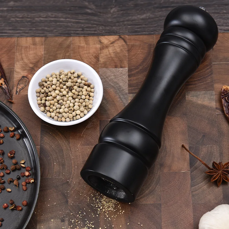 BST Kitchen BBQ adjustable coarseness wood manual black salt and pepper grinder set with ceramic grinding  black and white