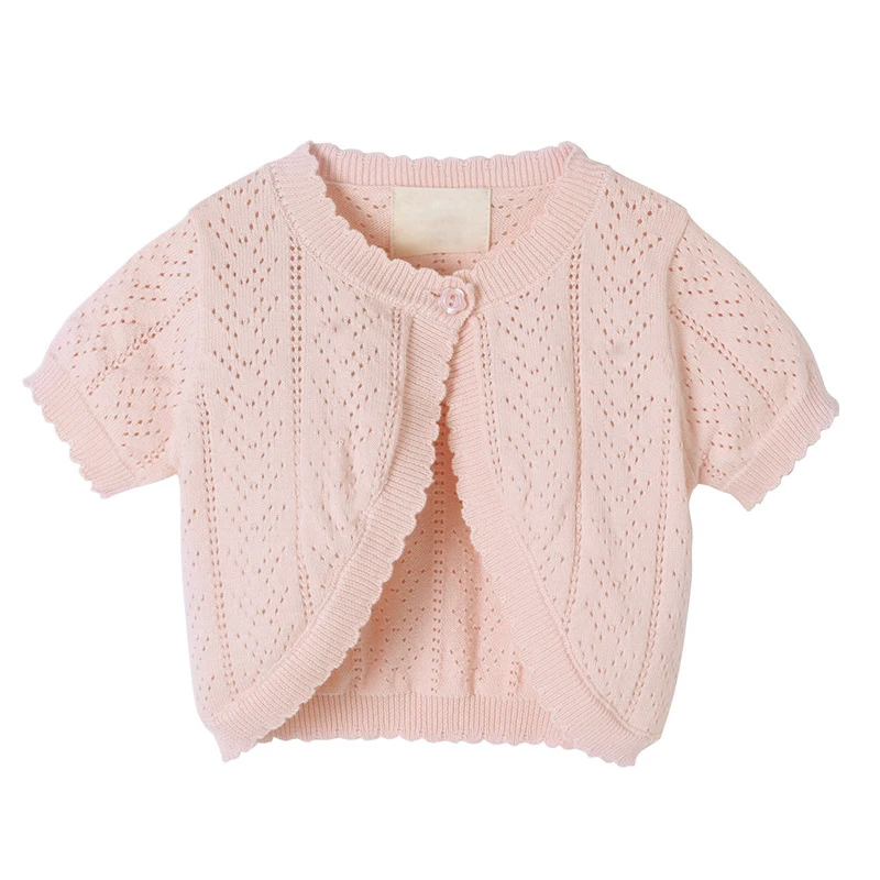 New Hollow Out Knitted Summer Sweater Cardigan Cotton Baby Girls Clothing
