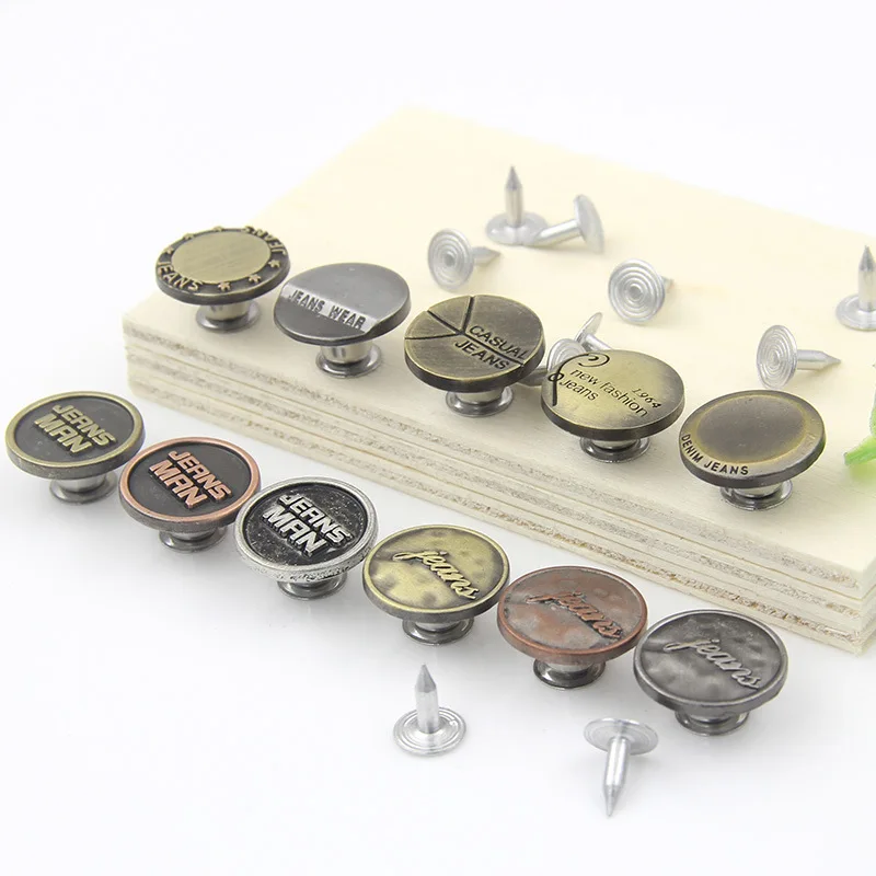 Пользовательский фирменный логотип, цинковый сплав, 17 мм, джинсовые пуговицы для джинсовой одежды