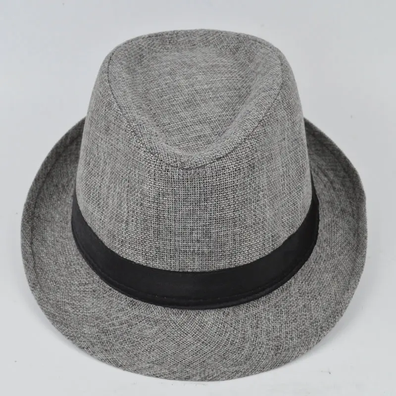 british style linen bowler hat solid color British wind jazz cap round top short brim bowler hat