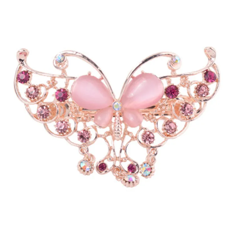 Wholesale Bridal Accessories Jewelry Butterfly Shape Hollow Alloy Rhinestone Hair Clip Barrette
