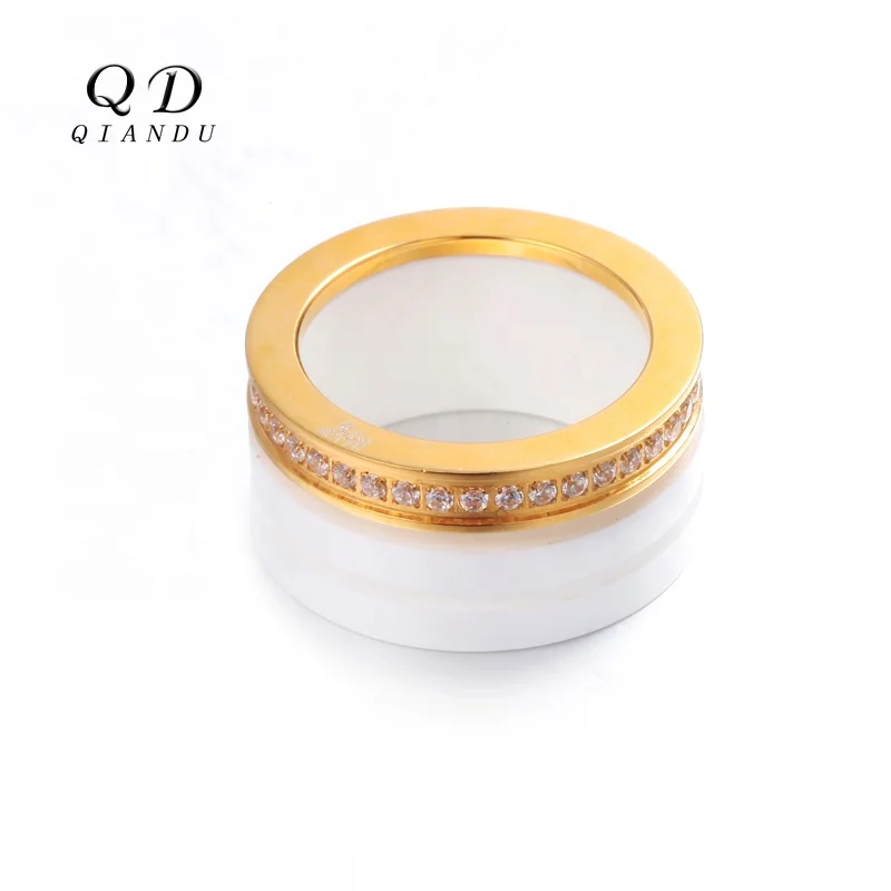 2023 Valentine 18k Gold Plated Wedding Ring for Men Eternity Band Ring Reinforced Ceramic Stainless Steel Jewelry