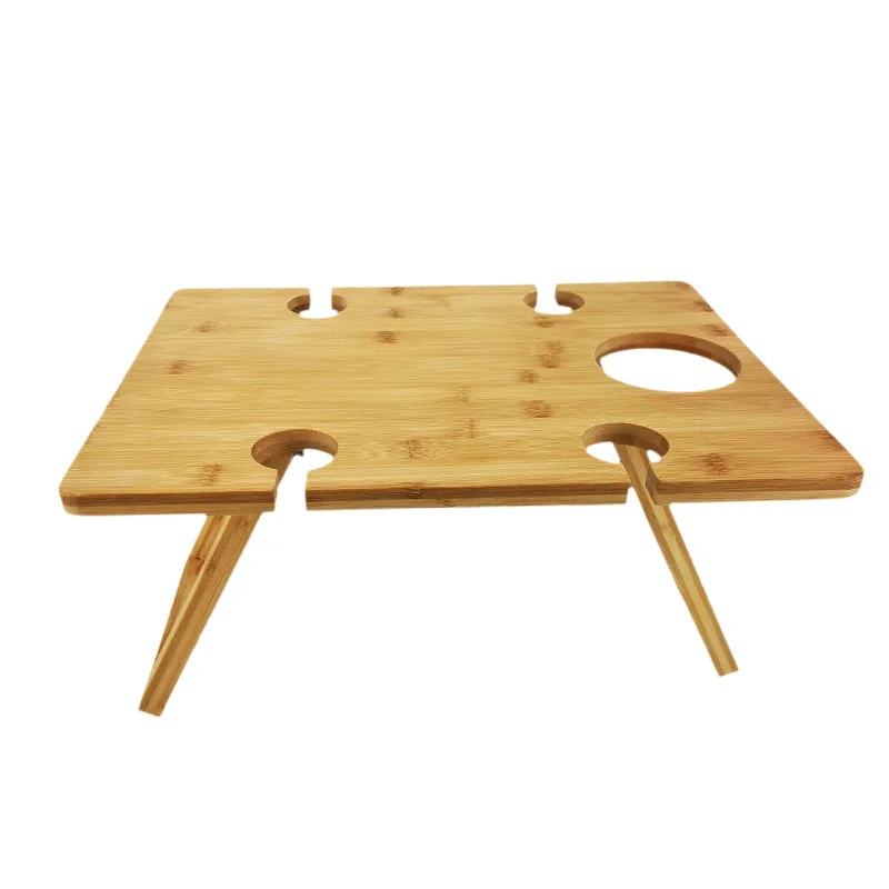 Outdoor Wine Picnic Wooden Table Folding Portable Bamboo Wine Glasses Snack and Cheese Holder Tray  outdoor wine table (1600312390815)