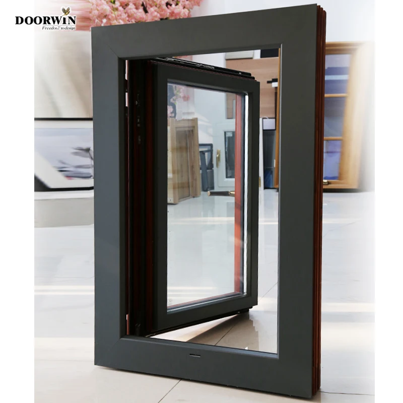
Latest Design Two Way Open Long slim aluminum clad wood Tilt And Turn Casement tempered Glass Windows 