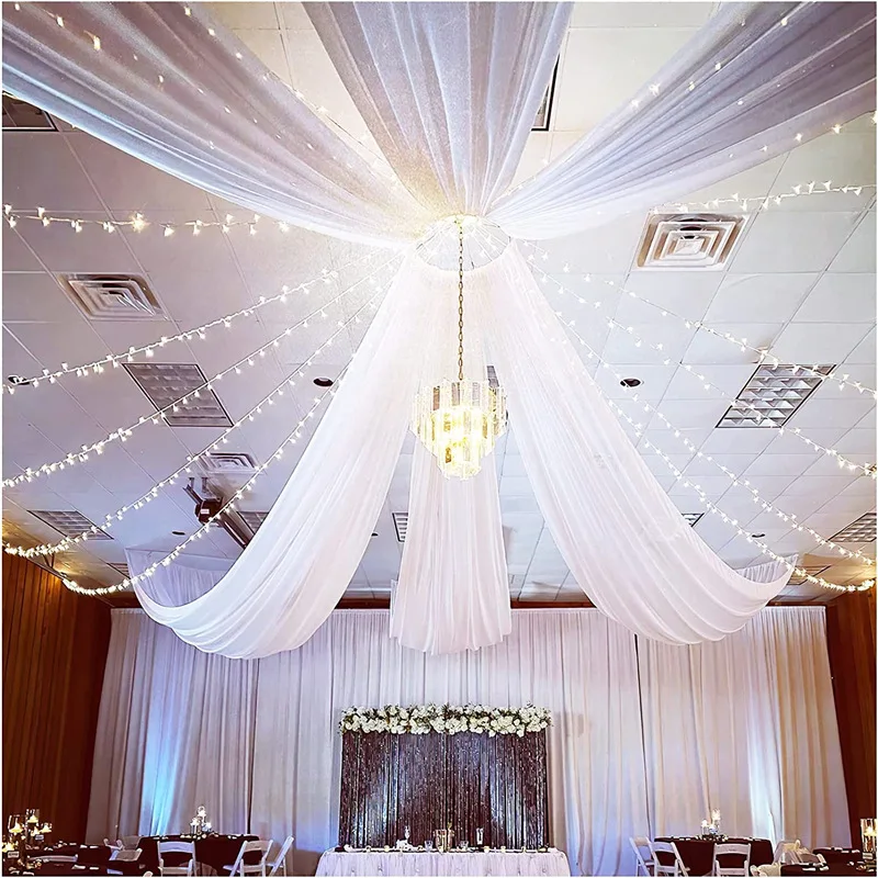 Backdrop Wedding White Ceiling Drapes Fabric Curtains for Wedding Party Ceremony Event Decoration