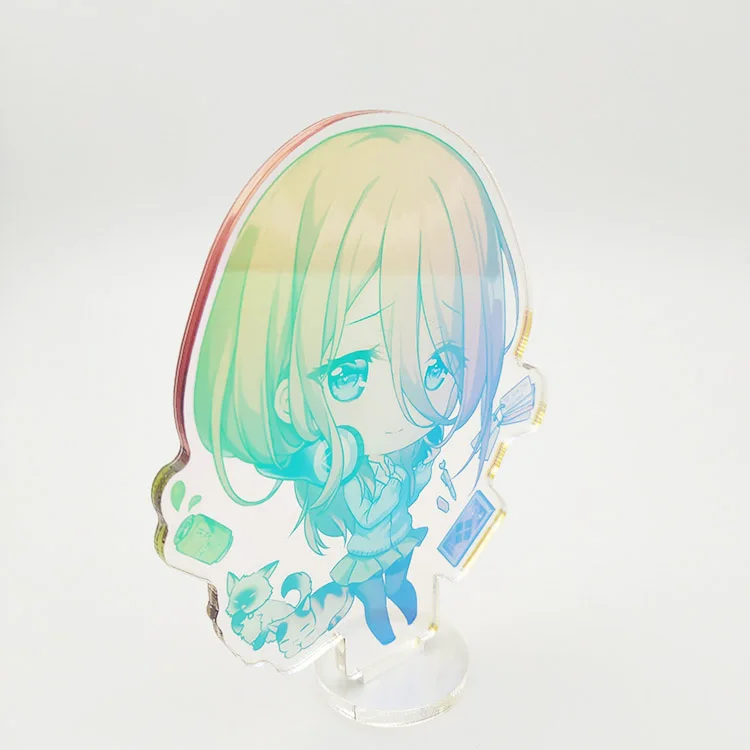 Custom kuien made rainbow hologram acrylic standee epoxy stands charm with clasps