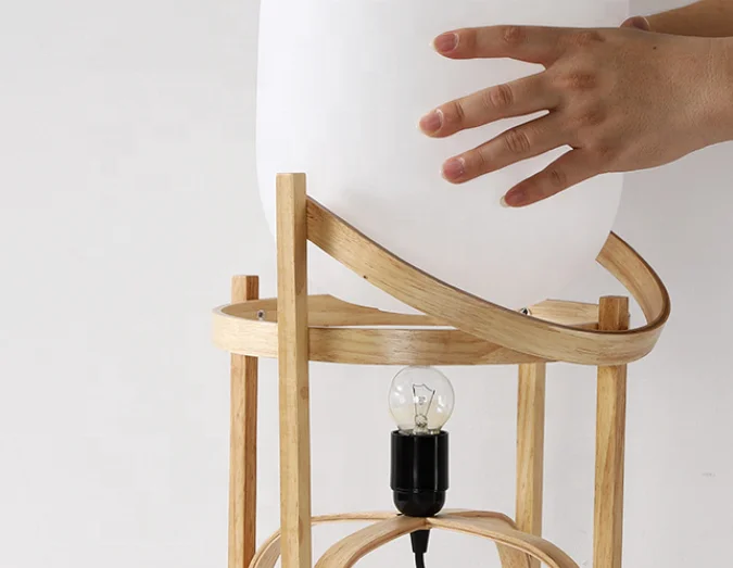 Contemporary wooden frosted glass shade art eye-caring multi function table light for reading