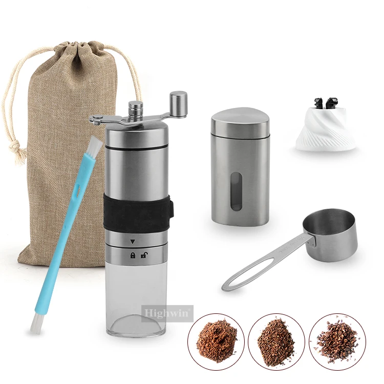 Highwin Заводская нержавеющая сталь корпус заусенцев мельница кофейных зерен ручная кофемолка