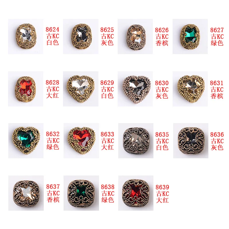 Cheap Wholesale Retro Nail Charm Rhinestones Alloy Punk Luxury Nail Art Supplies for  Nail Deco DIY Design