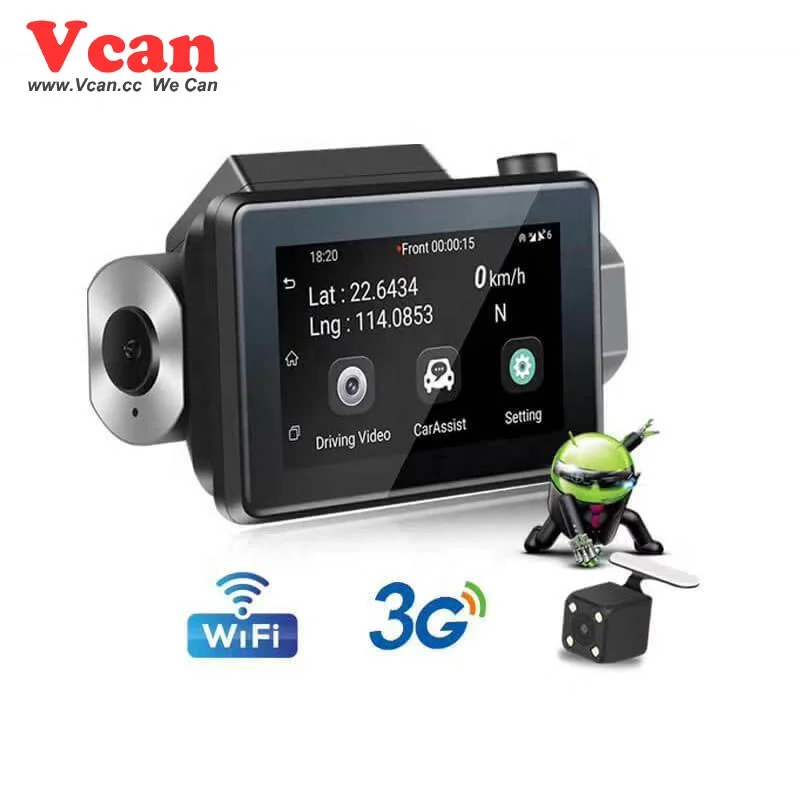 Автомобильный видеорегистратор Vcan1608 на Android с GPS регистратор 3G Wi-Fi двумя объективами WDR 5 1 дюйма умный черный ящик заднего
